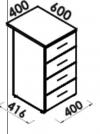 Тумба КМ26 приставная  Монолит 406х604х756(ТМ02+ТМ05)