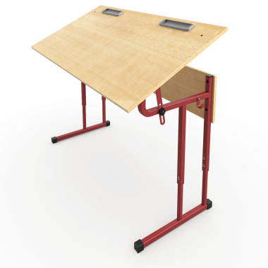 Стол ученический АЭЛИТА 2-местный регулируемый, с регулируемой столешницей 0-75 градусов, красный металлокаркас &mdash; Аэлита