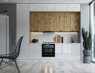 Кухня Эстетик/Хелмер 3000 Магнолия МДФ/ЛДСП прямая &mdash; Аэлита