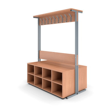 Вешалка напольная АЭЛИТА двухсторонняя с тумбой для обуви &mdash; Аэлита